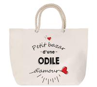 Sac de plage anse corde Bazar d'une Odile d'amour | Cabas Courses Anniversaire Femme Noël Fête des Mères Cadeau Mamies Grand Sac Transport Sport
