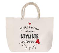 Sac de plage anse corde Bazar d'une Styliste adorée | Cabas Courses Anniversaire Femme Noël Fête des Mères Cadeau Mamies Grand Sac Transport Sport