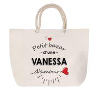 Sac de plage anse corde Bazar d'une Vanessa d'amour | Cabas Courses Anniversaire Femme Noël Fête des Mères Cadeau Mamies Grand Sac Transport Sport