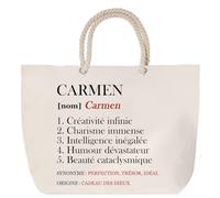 Sac de plage anse corde Carmen Définition | Cabas Cadeau Femme Fête des Mères Humour Mamie Grand Sac Transport Sport