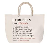 Sac de plage anse corde Corentin Définition | Cabas Cadeau Homme Fête des Pères Humour Prénom Grand Sac Transport Sport