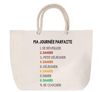 Sac de plage anse corde danser journée parfaite Cabas Cadeau Femme Homme, Anniversaire Noël, Maman Papa | Sac Pratique Idéal Shopping Voyage