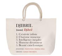 Sac de plage anse corde Djibril Définition | Cabas Cadeau Homme Fête des Pères Humour Prénom Grand Sac Transport Sport