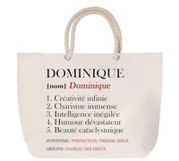 Sac de plage anse corde Dominique Définition | Cabas Cadeau Femme Fête des Mères Humour Mamie Grand Sac Transport Sport