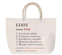 Sac de plage anse corde Eddy Définition | Cabas Cadeau Homme Fête des Pères Humour Prénom Grand Sac Transport Sport
