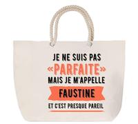Sac de plage anse corde Faustine Parfaite Cabas femme cadeau anniversaire Noël fête des mères mamie humour, Grand Sac Sport Voyage Shopping