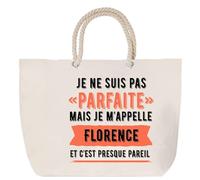 Sac de plage anse corde Florence Parfaite Cabas femme cadeau anniversaire Noël fête des mères mamie humour, Grand Sac Sport Voyage Shopping