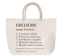 Sac de plage anse corde Frédéric Définition | Cabas Cadeau Homme Fête des Pères Humour Prénom Grand Sac Transport Sport