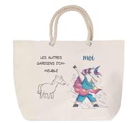 Sac de plage anse corde Gardiens d'immeuble Les Autres vs Moi | Cabas Toile Coton Cadeau Anniversaire Femme Noël Fête des Mères Grand Sac Transport Sport