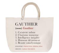 Sac de plage anse corde Gauthier Définition | Cabas Cadeau Homme Fête des Pères Humour Prénom Grand Sac Transport Sport