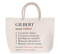 Sac de plage anse corde Gilbert Définition | Cabas Cadeau Homme Fête des Pères Humour Prénom Grand Sac Transport Sport