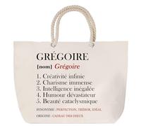 Sac de plage anse corde Grégoire Définition | Cabas Cadeau Homme Fête des Pères Humour Prénom Grand Sac Transport Sport