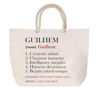 Sac de plage anse corde Guilhem Définition | Cabas Cadeau Homme Fête des Pères Humour Prénom Grand Sac Transport Sport