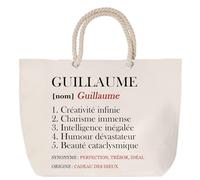 Sac de plage anse corde Guillaume Définition | Cabas Cadeau Homme Fête des Pères Humour Prénom Grand Sac Transport Sport