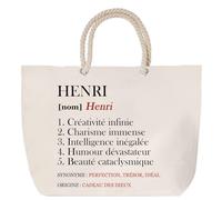 Sac de plage anse corde Henri Définition | Cabas Cadeau Homme Fête des Pères Humour Prénom Grand Sac Transport Sport