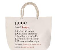 Sac de plage anse corde Hugo Définition | Cabas Cadeau Homme Fête des Pères Humour Prénom Grand Sac Transport Sport