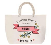 Sac de plage anse corde les Affaires d'une Nanou d'Enfer | Cadeau Femme Anniversaire Noël Toile de Coton Grand Sac de Transport & Sport
