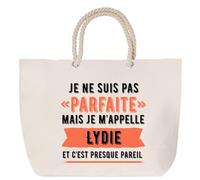 Sac de plage anse corde Lydie Parfaite Cabas femme cadeau anniversaire Noël fête des mères mamie humour, Grand Sac Sport Voyage Shopping
