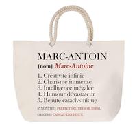 Sac de plage anse corde Marc-Antoine Définition | Cabas Cadeau Homme Fête des Pères Humour Prénom Grand Sac Transport Sport