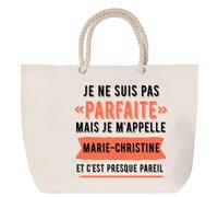 Sac de plage anse corde Marie-Christine Parfaite Cabas femme cadeau anniversaire Noël fête des mères mamie humour, Grand Sac Sport Voyage Shopping