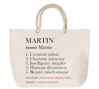Sac de plage anse corde Martin Définition | Cabas Cadeau Homme Fête des Pères Humour Prénom Grand Sac Transport Sport
