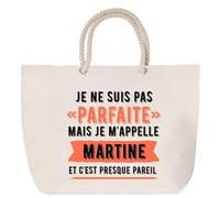 Sac de plage anse corde Martine Parfaite Cabas femme cadeau anniversaire Noël fête des mères mamie humour, Grand Sac Sport Voyage Shopping