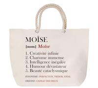 Sac de plage anse corde Moïse Définition | Cabas Cadeau Homme Fête des Pères Humour Prénom Grand Sac Transport Sport
