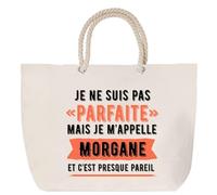 Sac de plage anse corde Morgane Parfaite Cabas femme cadeau anniversaire Noël fête des mères mamie humour, Grand Sac Sport Voyage Shopping