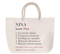 Sac de plage anse corde Nina Définition | Cabas Cadeau Femme Fête des Mères Humour Mamie Grand Sac Transport Sport