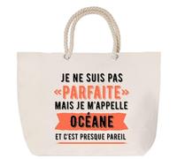 Sac de plage anse corde Océane Parfaite Cabas femme cadeau anniversaire Noël fête des mères mamie humour, Grand Sac Sport Voyage Shopping