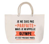 Sac de plage anse corde Olympe Parfaite Cabas femme cadeau anniversaire Noël fête des mères mamie humour, Grand Sac Sport Voyage Shopping