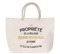 Sac de plage anse corde Propriété de la Meilleure Arrière-petite-fille Cabas Cadeau Femme Anniversaire Humour Noël, Grand Sac Sport Voyage Shopping
