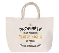 Sac de plage anse corde Propriété de la Meilleure Maître-nageur Cabas Cadeau Collègue Femme Humour Retraite Secret Santa, Grand Sac Sport Voyage Shopping