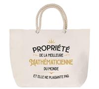 Sac de plage anse corde Propriété de la Meilleure Mathématicienne Cabas Cadeau Collègue Femme Humour Retraite Secret Santa, Grand Sac Sport Voyage Shopping