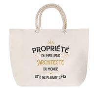 Sac de plage anse corde Propriété du Meilleur Architecte Cabas Cadeau Homme Humour Fête des Pères Retraite Collègue Travail Grand Sac Sport