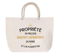Sac de plage anse corde Propriété du Meilleur Assistant administratif Cabas Cadeau Homme Humour Fête des Pères Retraite Collègue Travail Grand Sac Sport
