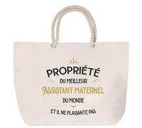 Sac de plage anse corde Propriété du Meilleur Assistant maternel Cabas Cadeau Homme Humour Fête des Pères Retraite Collègue Travail Grand Sac Sport