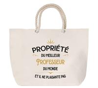 Sac de plage anse corde Propriété du Meilleur Professeur Fin Année Scolaire Collègue Prof Cadeau | Grand Sac de Transport & Sport