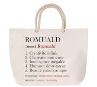 Sac de plage anse corde Romuald Définition | Cabas Cadeau Homme Fête des Pères Humour Prénom Grand Sac Transport Sport