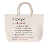 Sac de plage anse corde Ronan Définition | Cabas Cadeau Homme Fête des Pères Humour Prénom Grand Sac Transport Sport