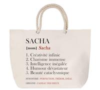 Sac de plage anse corde Sacha Définition | Cabas Cadeau Femme Fête des Mères Humour Mamie Grand Sac Transport Sport