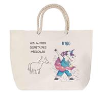 Sac de plage anse corde Secrétaires Médicales Les Autres vs Moi | Cabas Toile Coton Cadeau Anniversaire Femme Noël Fête des Mères Grand Sac Transport Sport