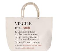 Sac de plage anse corde Virgile Définition | Cabas Cadeau Homme Fête des Pères Humour Prénom Grand Sac Transport Sport