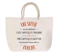 Sac de plage avec anse corde Une Sophie aussi géniale | Toile de Coton Cadeau Femme Grand Sac de Transport & Sport