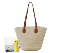 Sac de plage avec fourre-tout en paille pour femmes - sac de paille à la mode au crochet tressé été sacs pour femmes | Sac tressé | Sagni tressé | Enveloppes élégantes avec, beige, riferimento