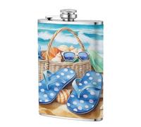 Sac de plage avec lunettes de soleil, coquillages, étoile de mer, flasque de poche, 236,8 g, drapeaux en acier inoxydable pour papa, témoin d'honneur, mariage, voyage, camping