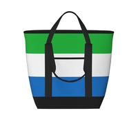 Sac de plage avec motif drapeau de la Sierra Leone pour femme, grand sac de courses isotherme avec poche zippée, sac à main en toile, noir, Taille unique