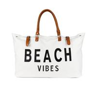 Sac de plage avec poignée en cuir végétal, sac de plage extra large pour femme, imperméable, anti-sable, blanc, blanc, XXL 码