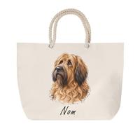 Sac de Plage Berger de Brie (Briard) | Grand Cabas Coton à Anses en Corde 23 L | Idée Cadeau Propriétaire Chien Homme Femme Anniversaire Noël | Imprimé en Bretagne
