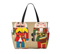 Sac de plage bicolore Story Christmas pour femme, grand format, avec fermeture éclair et poche imperméable, sac de sport léger et pliable idéal pour les ges, les courses, la natation et le sport.